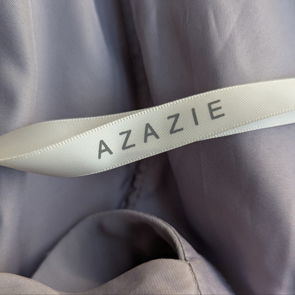 Azazie Dusty Blue Bridesmaid Dress Size A0 A-Line Pleated Chiffon Formal Gown - Picture 7 of 13